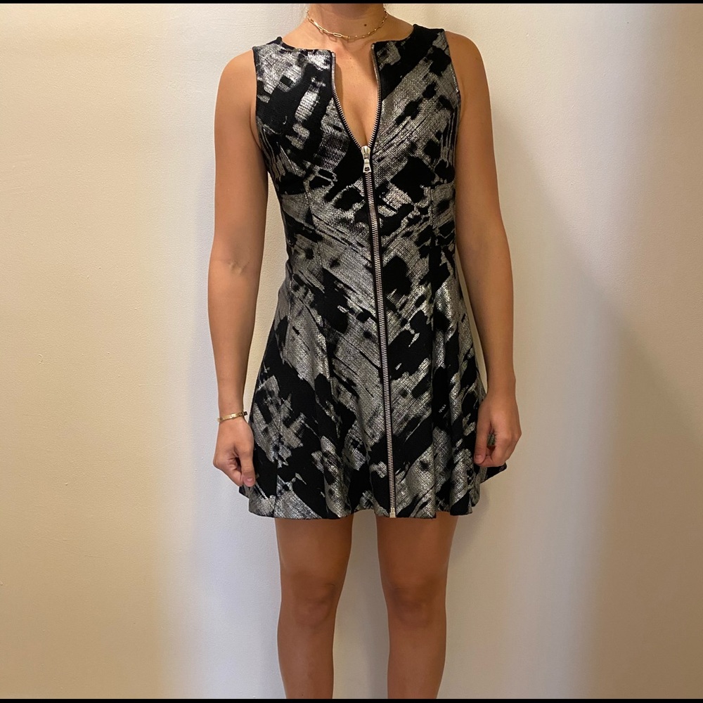 Alexis black and grey zipper dress